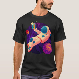 Relaxing Astronaut With Cocktail (Space Synthwave) T-Shirt
