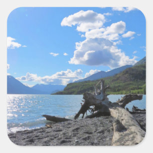 Relaxing Beach Driftwood Lake Kenai Alaska Square Sticker
