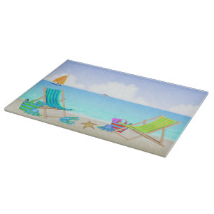 Relaxing Beach Glass Cutting Board (15"x11")