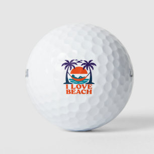 Relaxing beach hammock sunset design golf balls