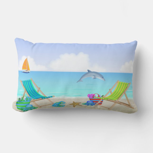 Relaxing Beach Lumbar Pillow (Front)