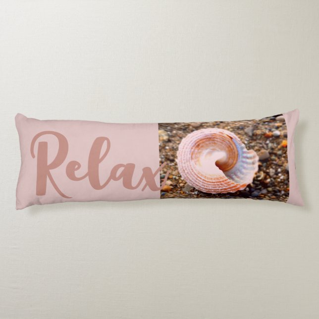 Relaxing Beach Seashell in Restful Pale Pink  Body Cushion (Back)