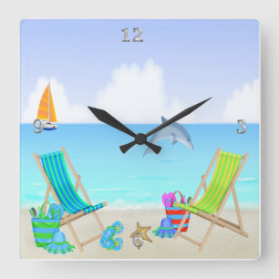 Relaxing Beach Square Wall Clock