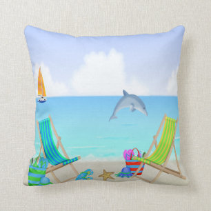 Relaxing Beach Throw Pillow