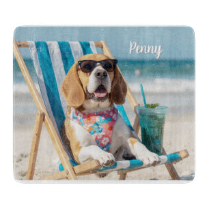 Relaxing Beagle Personalised Cutting Board