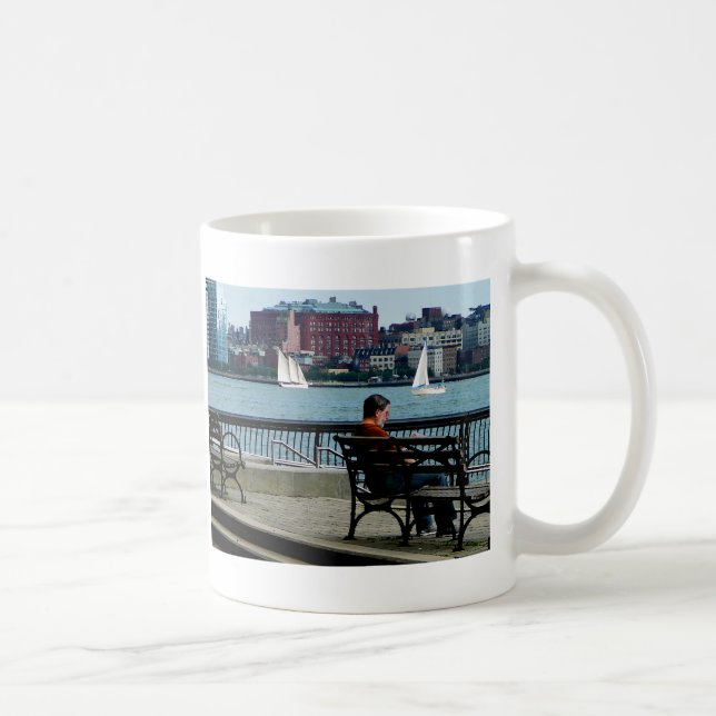 Relaxing by the Manhattan Skyline Coffee Mug (Right)