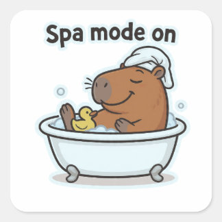 Relaxing Capybara Meme Cartoon  Square Sticker