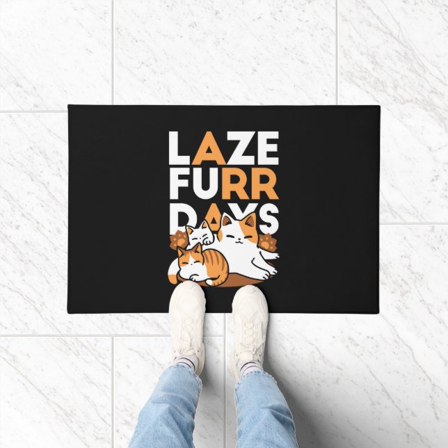 Relaxing Cat Art - 'Laze Furr Days' for Cat Lovers Doormat (Indoor)