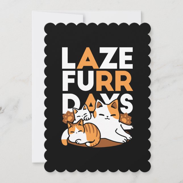 Relaxing Cat Art - 'Laze Furr Days' for Cat Lovers Holiday Card (Front)