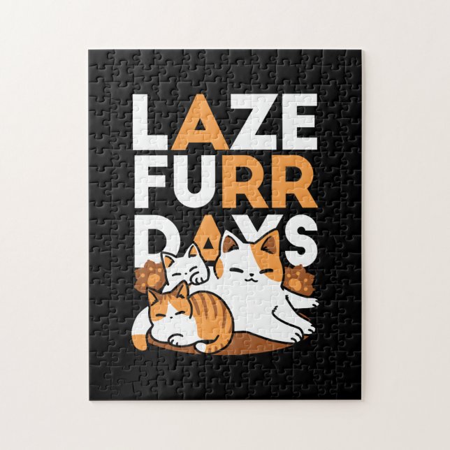 Relaxing Cat Art - 'Laze Furr Days' for Cat Lovers Jigsaw Puzzle (Vertical)