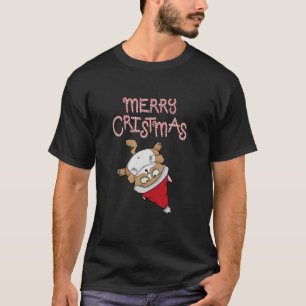 Relaxing Cat Christmas Funny Cat Lover Xmas Santa T-Shirt