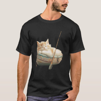 Relaxing Cat Sleeping Peacefully In Boat T-Shirt