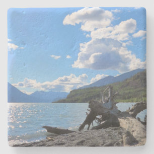 Relaxing Day Driftwood Beach Lake Kenai, Alaska Stone Coaster