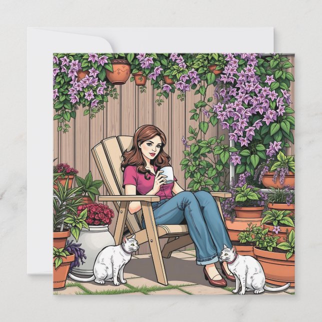 Relaxing Day | Women with Coffee, Cats and Plants (Front)