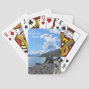 Relaxing Driftwood Log Shore Lake Kenai, Alaska Playing Cards