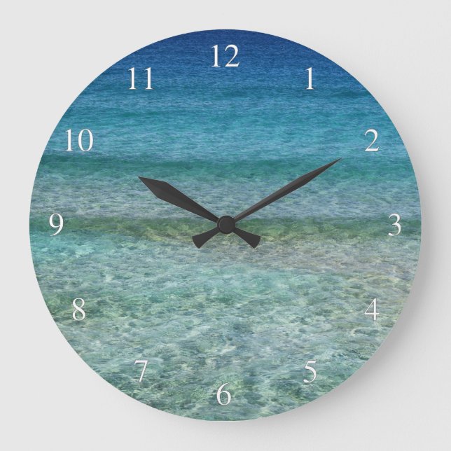 Relaxing Gentle Ocean Waves Small Numbers Large Clock (Front)