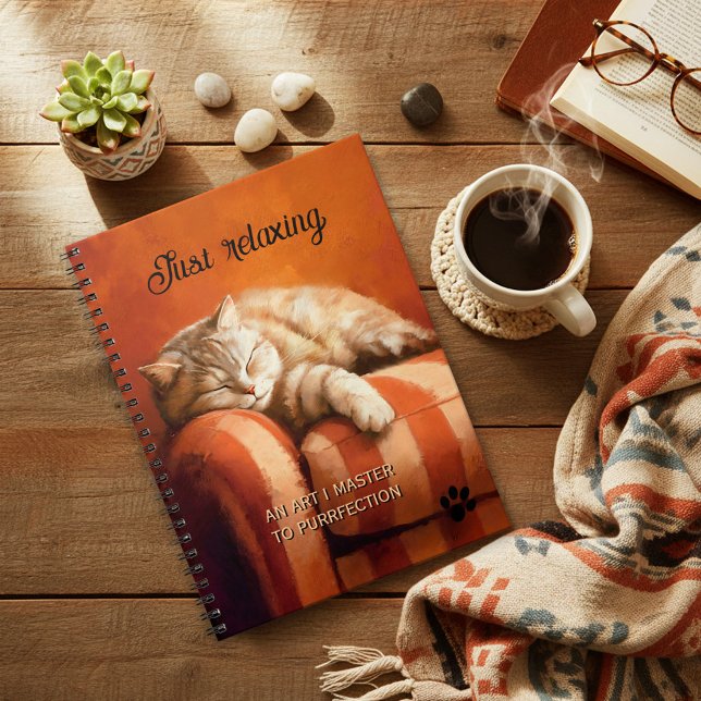 Relaxing Ginger Cat Notebook (Colorful notebook featuring a loosely painted ginger cat snoozing on a couch)