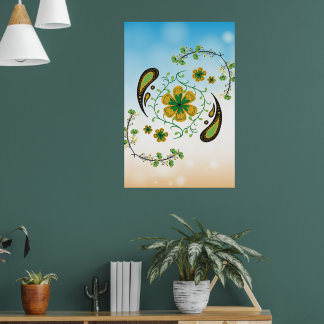 Relaxing Green Yellow Floral Poster