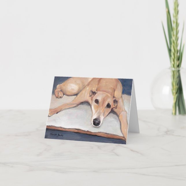 Relaxing Greyhound Dog Art Note Card (Front)