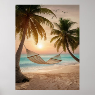 Relaxing Hammock on a Beach Poster