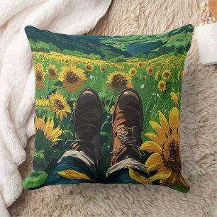 Relaxing in Sunflower Paradise Cushion