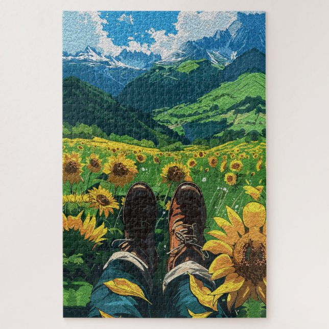 Relaxing in Sunflower Paradise Jigsaw Puzzle (Vertical)