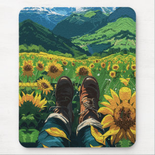 Relaxing in Sunflower Paradise Mouse Pad