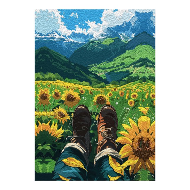 Relaxing in Sunflower Paradise Photo Print (Front)