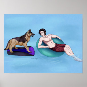Relaxing in the pool poster