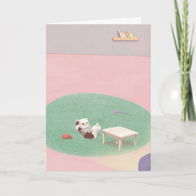 Relaxing Kitten in Living Room Card (Front)