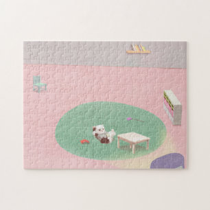 Relaxing Kitten in Living Room Jigsaw Puzzle