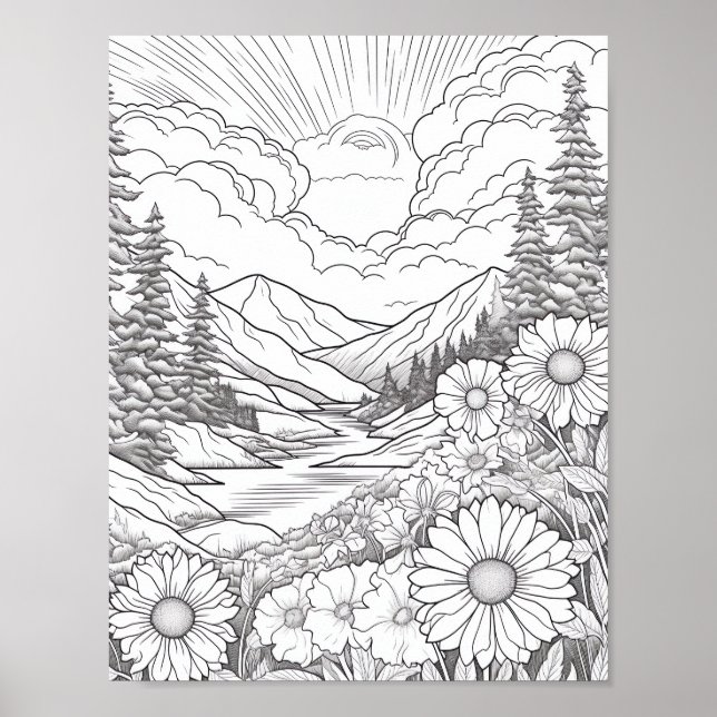 Relaxing Landscape Colouring Poster (Front)