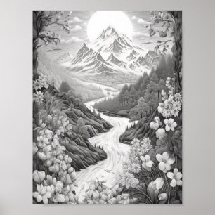 Relaxing Landscape Colouring Poster