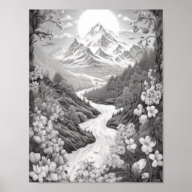 Relaxing Landscape Colouring Poster (Front)