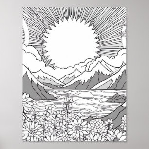 Relaxing Landscape Colouring Poster
