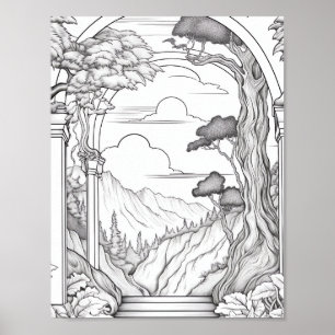 Relaxing Landscape Colouring Poster