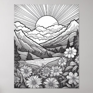 Relaxing Landscape Colouring Poster