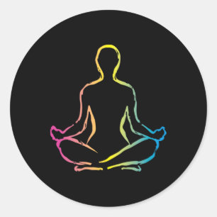 Relaxing Meditation Zen Yoga Sukhasana Pose Design Classic Round Sticker