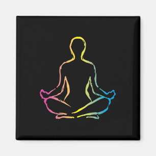 Relaxing Meditation Zen Yoga Sukhasana Pose Design Magnet