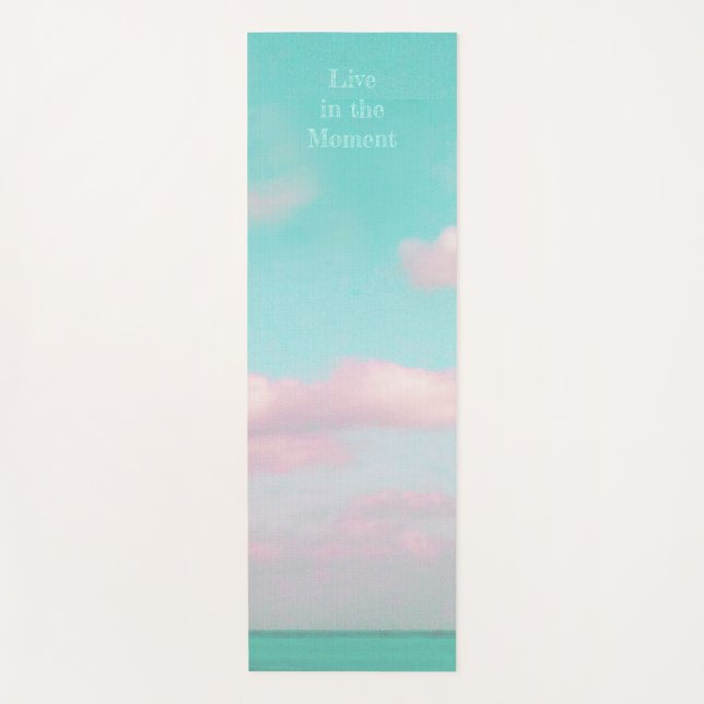 Relaxing Ocean Pink Cloud Modern Yoga Mat (Front)