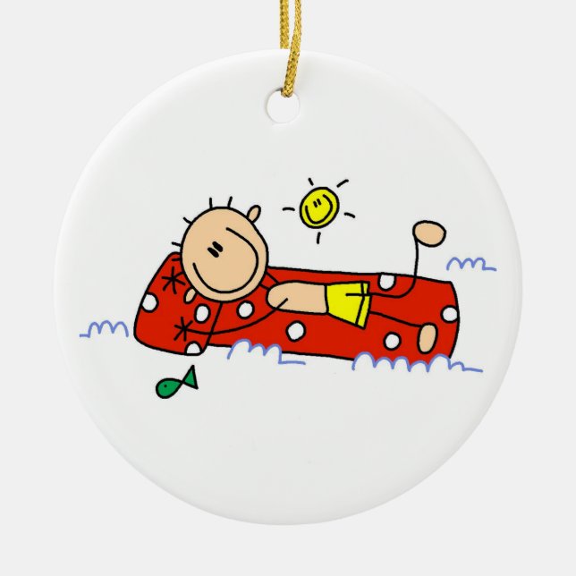 Relaxing on Air Mattress Ceramic Ornament (Front)