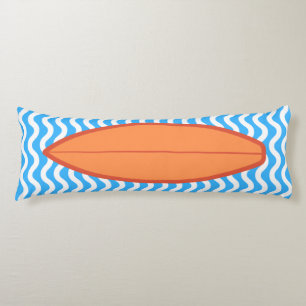 Relaxing Orange Blue Waves Surfing Body Pillow