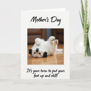 Relaxing Puppy Mothers Day Card