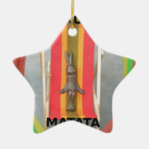 Relaxing Rabbit Vector Artwork Print Design Ceramic Ornament