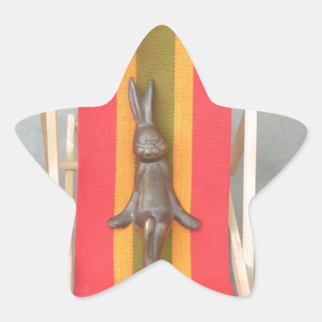 Relaxing Rabbit Vector Artwork Print Design Star Sticker (Front)