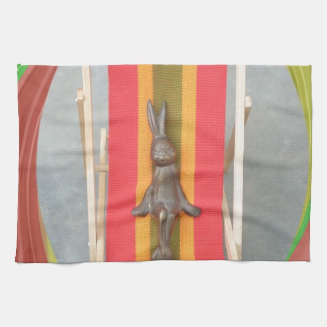 Relaxing Rabbit Vector Artwork Print Design Tea Towel (Horizontal)