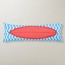 Relaxing Red Blue Waves Surfing Body Pillow