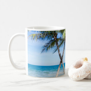 Relaxing Seascape View with Palms on the Beach Coffee Mug