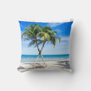 Relaxing Seascape View with Palms on the Beach Cushion