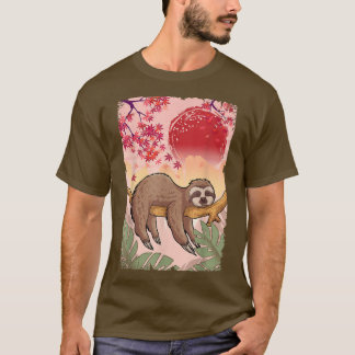 Relaxing Sloth Japanese Sun Nature  T-Shirt